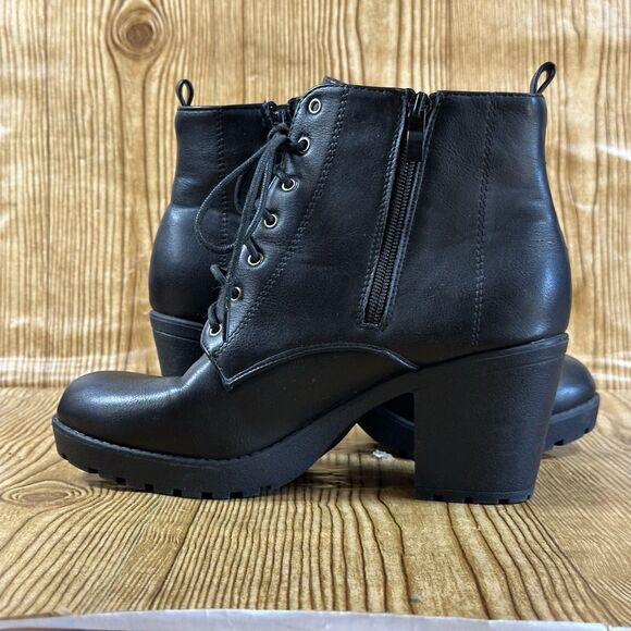 Top Moda Chunky Platform Combat Boots Black Size 9 Lug Sole Lace Up Goth Y2K - Picture 7 of 9